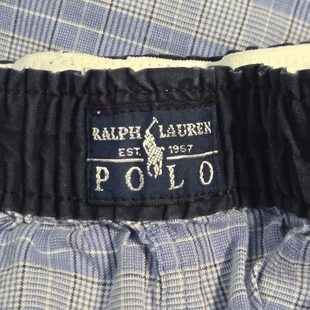 Polo Ralph Lauren Mens Blue Plaid Cotton Straight Leg Pajama Pants Medium